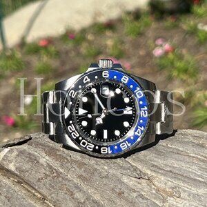 Custom Made Steel 40mm Mod Watch GMT SUB Automatic Movement 126710BLNR Batman